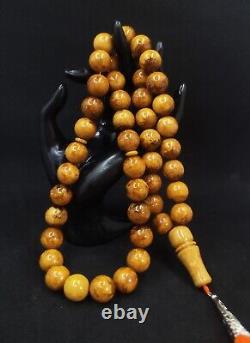 112g Rare Baltic Amber Islamic Prayer Beads Misbaha Old Germany