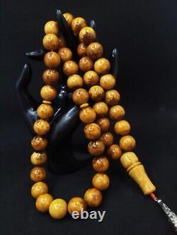 112g Rare Baltic Amber Islamic Prayer Beads Misbaha Old Germany