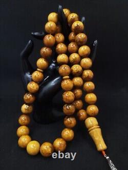 112g Rare Baltic Amber Islamic Prayer Beads Misbaha Old Germany