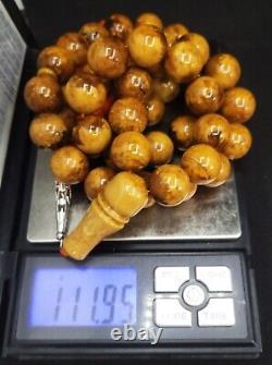 112g Rare Baltic Amber Islamic Prayer Beads Misbaha Old Germany