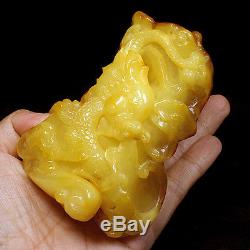113.4g 100% Natural Baltic Butterscotch Amber Carving Dragon CRDb32