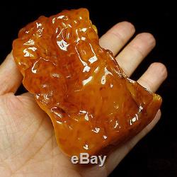 113.4g 100% Natural Baltic Butterscotch Amber Carving Dragon CRDb32