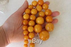 114gr Large Baltic Amber Necklace Egg Yolk Butterscotch Round Beads Natural