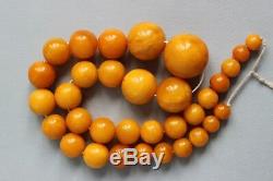 114gr Large Baltic Amber Necklace Egg Yolk Butterscotch Round Beads Natural