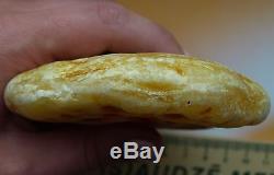 122.77 gm Vintage White Egg Yolk Color Genuine Natural Baltic Amber Sea Stone