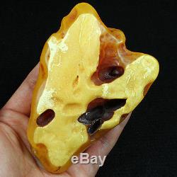 122.9g 100% Natural Polished Baltic Butterscotch Amber Antique Egg Yolk YRL126