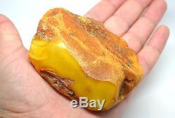 129.6 Gram Natural Baltic Antique Raw Amber Royal White Egg Yolk BEESWAX Rare