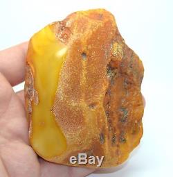 129.6 Gram Natural Baltic Antique Raw Amber Royal White Egg Yolk BEESWAX Rare