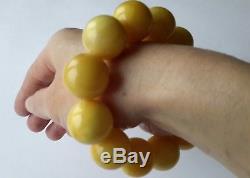 139.5g Baltic Natural Amber Round Bead Necklace & Bracelet Egg Yolk Butterscotch