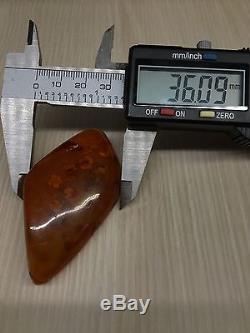 13g Natural Old Rare Baltic Amber Brooch Cognac with Inclusions Bernstein