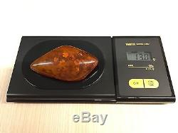 13g Natural Old Rare Baltic Amber Brooch Cognac with Inclusions Bernstein
