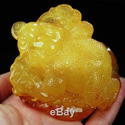147.3g 100% Natural Baltic Butterscotch Amber Carving Jin Chan CRD1