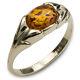 14k Pure Solid Pure Yellow Gold Honey Baltic Amber Floral Design Oval Nice Ring