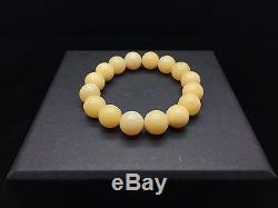 17,3g Natural Baltic Amber Bracelet Yellow-White Round Beads Hupo Bernstein
