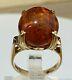 18K solid gold & Baltic Amber ring 5.50g size K 5 1/8