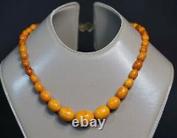 19c. Natural Butterscotch Egg Yolk Baltic Amber Beads Necklace Big Center 33gr