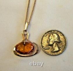 2-piece 14K Yellow Gold Necklace & 14K Yellow Gold Baltic Amber Pendant 6.05 gr