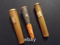 20 gr. Antique Cigarette Holders Baltic Amber Egg Yolk Butterscotch 18K GOLD