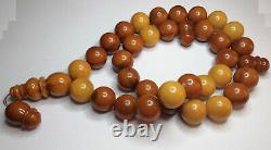 207g Antique natural baltic amber eggyolk rosary prayer ambar