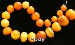 21 Antique Amber Beads Strand 95 CT Butterschotch Egg Yolk Amber Beads