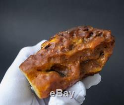 210 gr. Raw pendant natural Baltic amber stone egg yolk honey butterscotch color