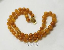 22.98g Antique Butterscotch Swirl Egg Yolk Baltic Amber Graduated Bead Necklace