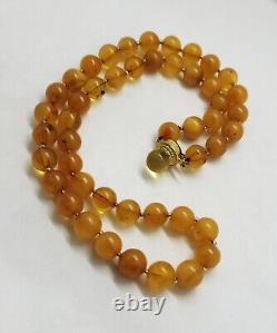 22.98g Antique Butterscotch Swirl Egg Yolk Baltic Amber Graduated Bead Necklace