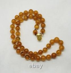 22.98g Antique Butterscotch Swirl Egg Yolk Baltic Amber Graduated Bead Necklace