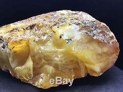 224g Natural Baltic Amber Stone Mat Yellow Half Transparent Colour Bernstein