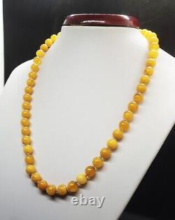 23.13g ANTIQUE BALTIC BUTTERSOTCH EGG YOLK AMBER BEADS NECKLACE LARGE CHINESE