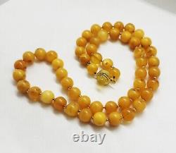 23.13g ANTIQUE BALTIC BUTTERSOTCH EGG YOLK AMBER BEADS NECKLACE LARGE CHINESE