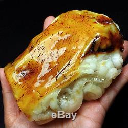 236.9g 100% Natural Baltic White Butterscotch Amber Carving Dragon CRDg1