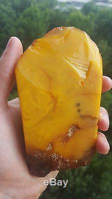 246 gr. Raw pendant natural Baltic amber stone egg yolk honey butterscotch color