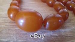 25,20 Gr. Antique Natural Baltic Amber Butterscotch Bead Necklace 51 CM Egg Yolk