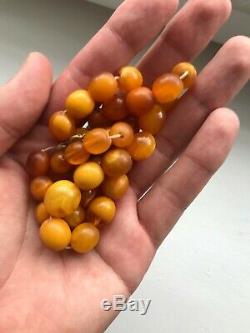 26,9gr Antique Amber Baltic Egg Yolk Old Beads Natural Necklace