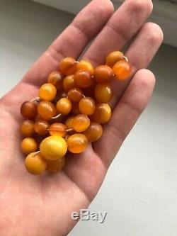 26,9gr Antique Amber Baltic Egg Yolk Old Beads Natural Necklace