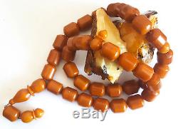 265g Antique natural baltic amber eggyolk rosary prayer ambar