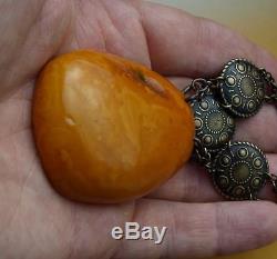 29.70 gm Old Egg Yolk Tiger Red Color Genuine Natural Baltic Amber Stone Pendant