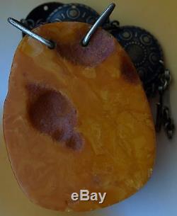 29.70 gm Old Egg Yolk Tiger Red Color Genuine Natural Baltic Amber Stone Pendant