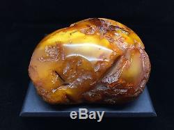 296g Natural Old Baltic Amber Stone Mat Marble Yellow White Colour Bernstein