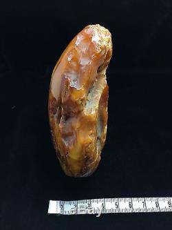 296g Natural Old Baltic Amber Stone Mat Marble Yellow White Colour Bernstein