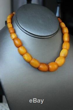 29gr Natural Baltic Amber Necklace Egg Yolk Butterscotch Barrel Shape Beads
