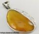 3.4 Large NATURAL BALTIC AMBER PENDANT 925 STERLING SILVER ARTISAN JEWELRY S051