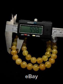 30,5g Natural Old Baltic Amber Necklace Dark Egg Yolk Colour Beads