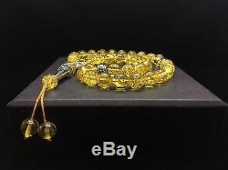 30g Natural Baltic Amber Rosary Tesbih Kehribar Lemon Round Beads