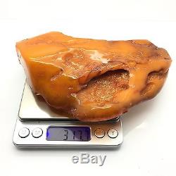 317,7g Natural Baltic Amber Stone Mat & Transparent Yellow Colour Bernstein