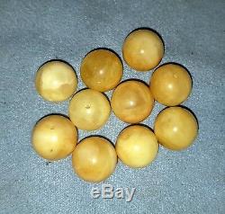 320 gr. Pressed Egg Yolk Butterscotch Baltic Amber Round beads 12 mm