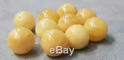 320 gr. Pressed Egg Yolk Butterscotch Baltic Amber Round beads 12 mm