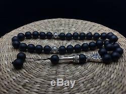 33,2g Natural Baltic Amber Rosary Tesbih Kehribar Black Round 10mm Beads