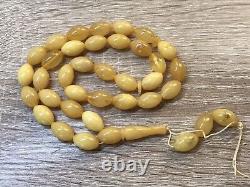 33 Islamic Prayer Beads Baltic Amber Olive Tasbih Gift Misbaha Rosary 23g 5220